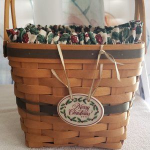 Longaberger 1995 Christmas Collection Cranberry Basket with Liner & Tie-ON